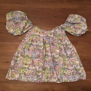 Madeline Marie Customized Handmade NYC graphic Puff Sleeve Baby Doll Dress